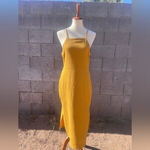 SOLD Madewell Mustard Yellow Textured Midi Dress